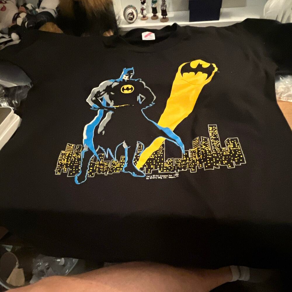 Jerzees Vintage Batman DC Comics 1989 Black Graphic T-Shirt Mens XL Crew